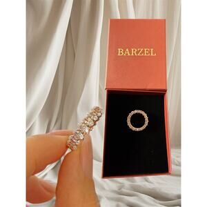 18k Rose Gold Plated Eternity Wedding Band Cubic Zirconia Oval Ring 10 Women